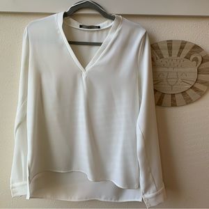 Zara basics white long sleeve shirt size S
